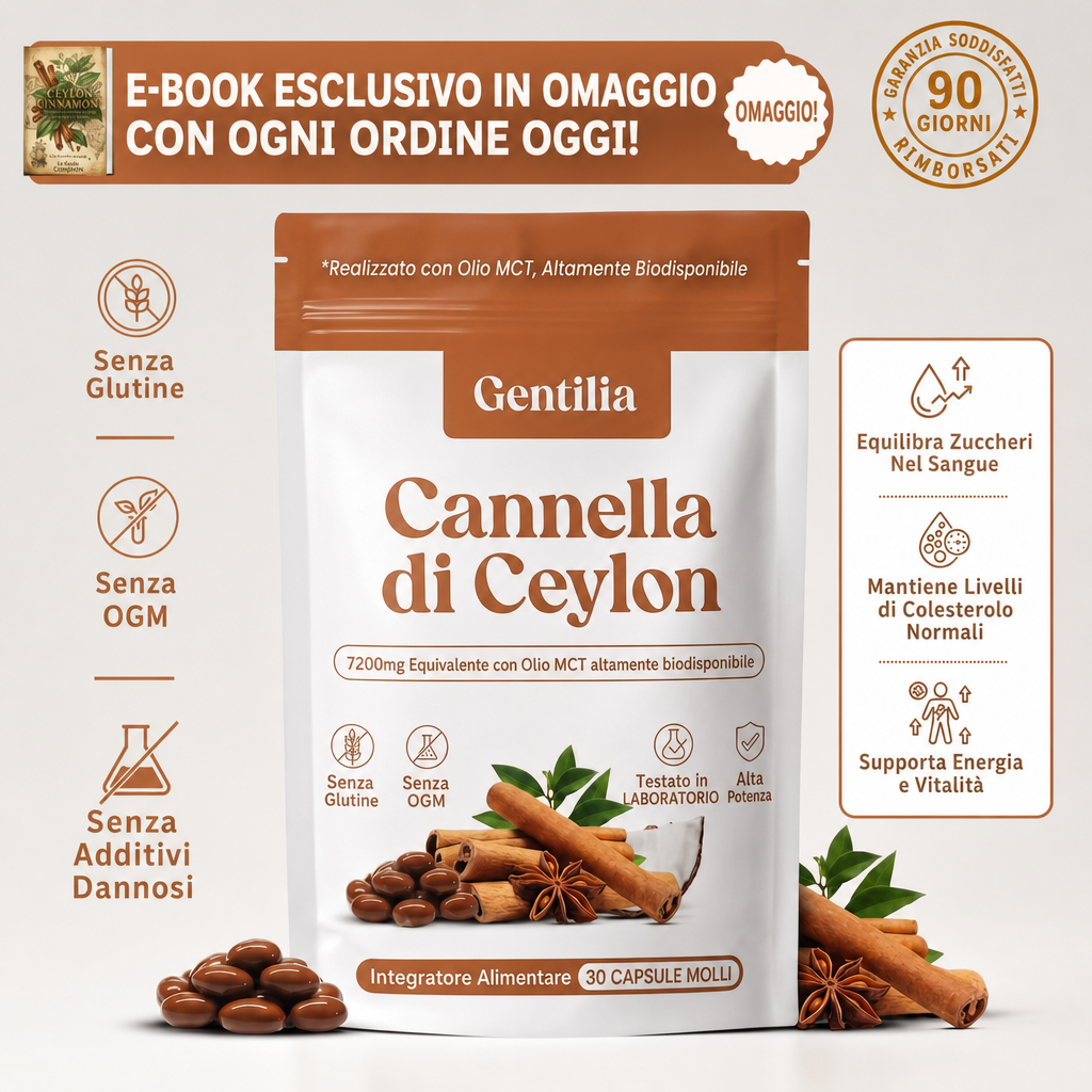 Cannella di Ceylon equivalente a 7200mg con Olio MCT